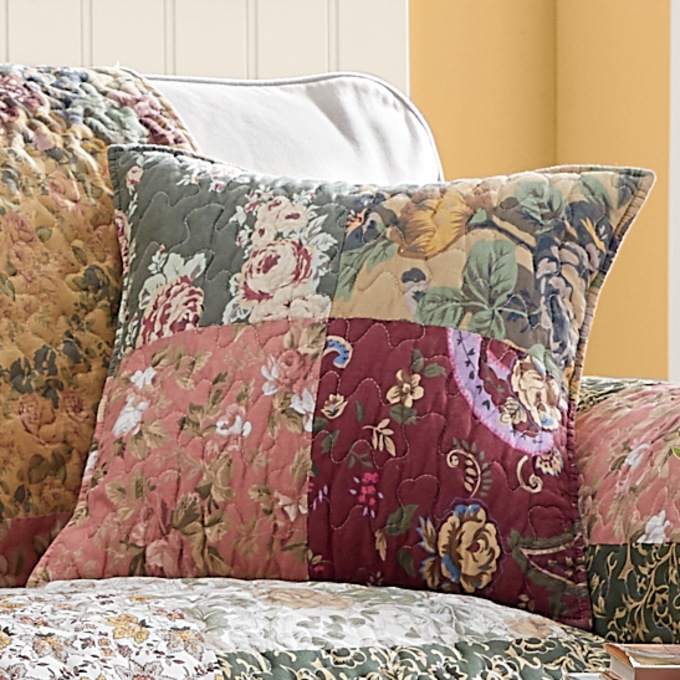 Quilted Furniture Protector and Pillow Cover, Floral Patchwork, large