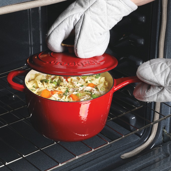 Crock Pot Artisan 3-qt. Enameled Cast Iron Saucepan with Lid, , large