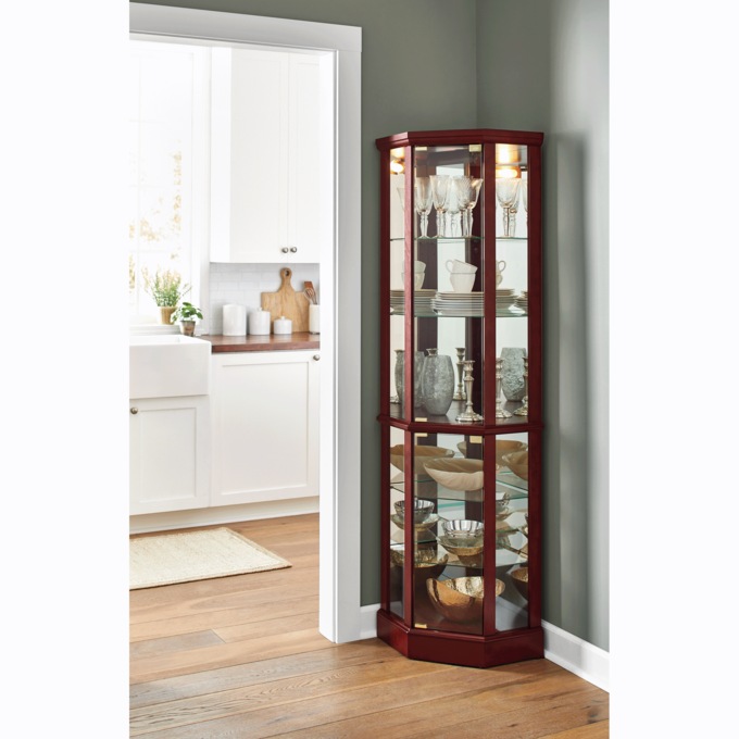 Lit Corner Curio Cabinet, , large