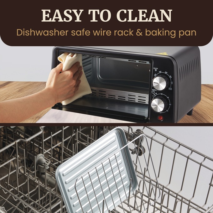 Elite Gourmet 4-Slice Countertop Toaster Oven with Crumb Tray, Black, large