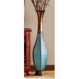 Teal Embossed Vase, , large