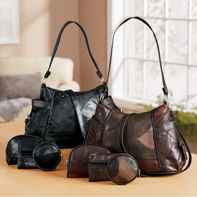 4-Piece Leather Handbag Set, , large