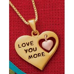 Love You More Pendant, Gold over Sterling Silver Rosegold over Sterling Silver, large