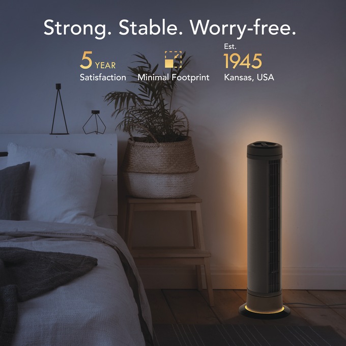 Vornado ARA Oscillating Tower Fan with Ambient Light, , large