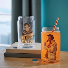 Set of 2 Nostalgic Elvis Drinking Glasses, , large