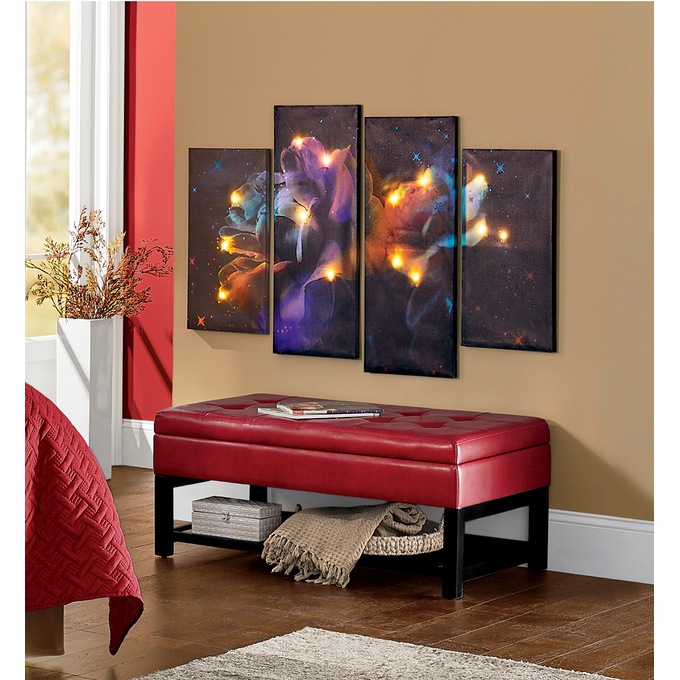 4-Piece Lit Colorful Rose Canvas Set, , large