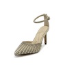Azalea Wang Davina Ankle Strap 3" Pump with Rhinestones and Faux Pearls, , large