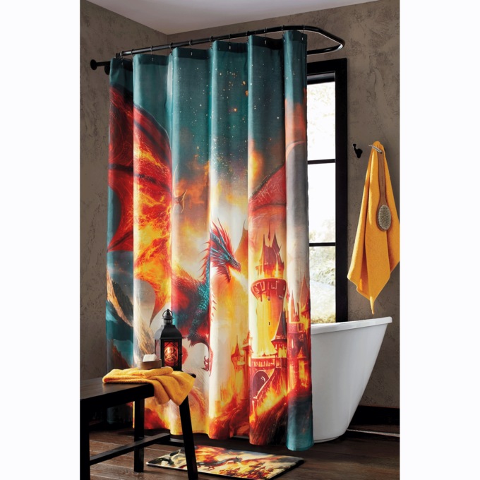Dragon Fury Shower Curtain, Multi, large