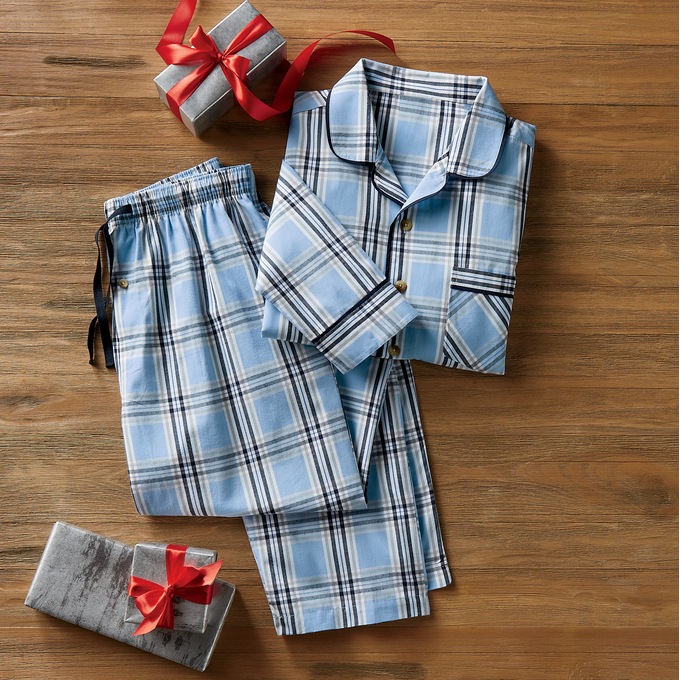 2-Piece Men&#39;s Plaid Traditional PJ Set, , large