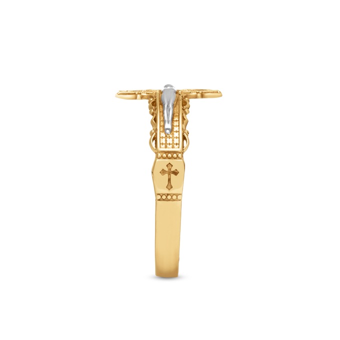10K Gold Two-Tone Crucifix Ring, , large