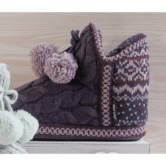 MUK LUKS Amira Slipper Bootie, Blackberry, large