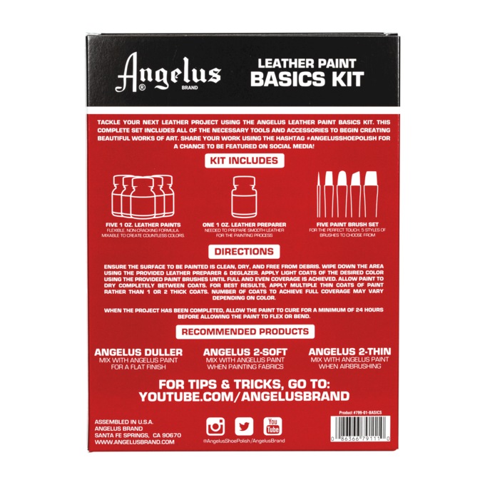 Angelus 11-Piece Acrylic Leather Paint Basics Kit, , large