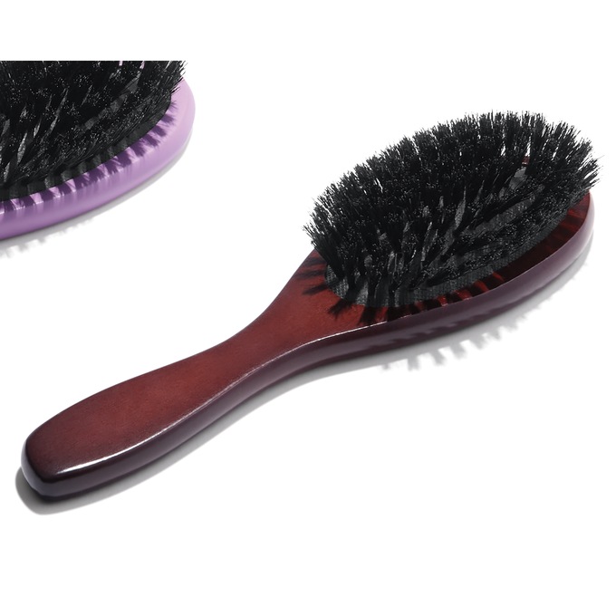 Boar Bristle Paddle Brush, Dark Brown, large