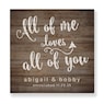 Personalized All of Me Loves You Wall Art, Brown, large