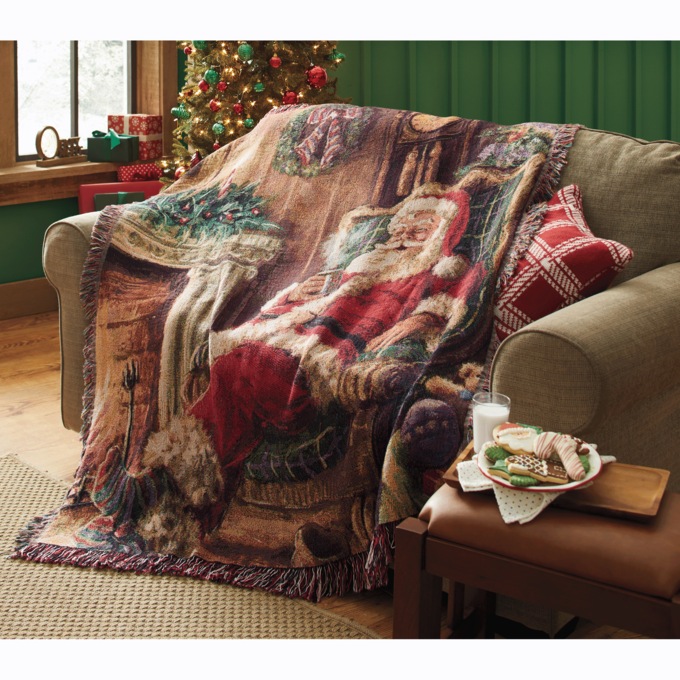 Hot Cocoa Santa Tapestry Throw, , large