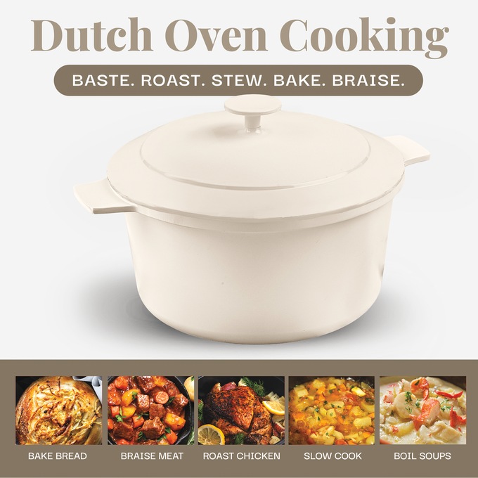 Gotham Steel 5-Quart Dutch Oven with Lid, Pastel Cream, large