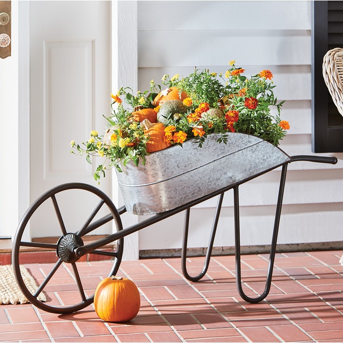 Metal Wheelbarrow, Gray, large