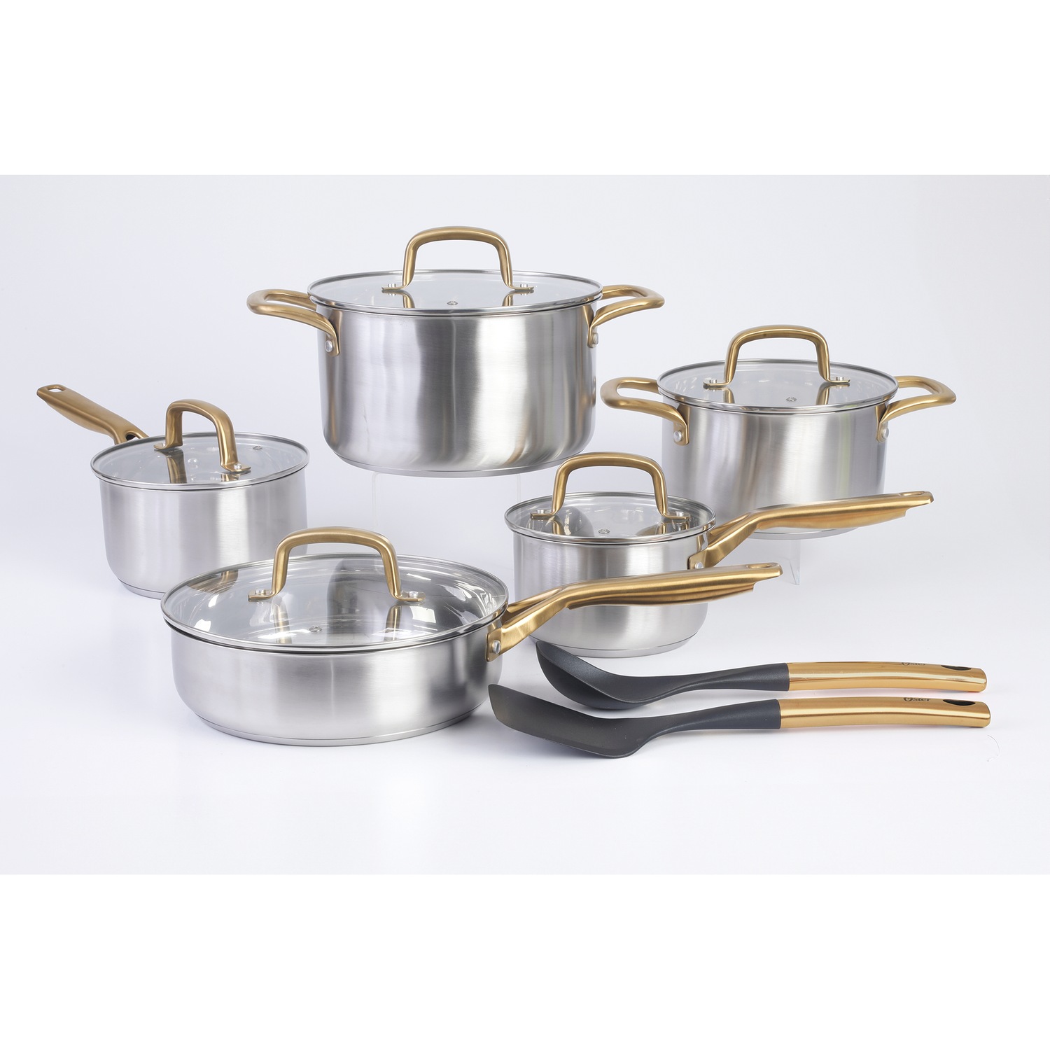 Oster Davinelle 12-Piece Stainless Steel Cookware Set | Seventh Avenue