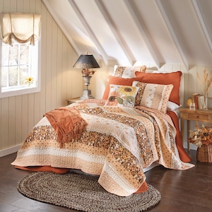 Virginia Fall Floral Ruffle Oversized Quilt, , large