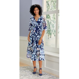 Floral Fit and Flare Dress, , large