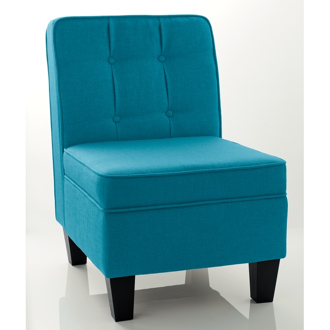 Tufted Parker Slipper Chair, Turquoise, large