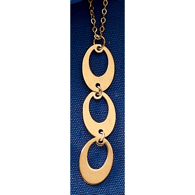 10K Gold Triple Oval Necklace, , large