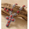 Faux-Stone Southwest Necklace and Earring Set, Faux Coral, large