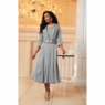 Elegant Fit-and-Flare Sparkling Jacket  Dress with 3/4 Sleeve, Silver, large