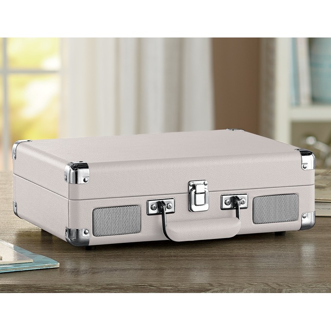 Crosley Portable Bluetooth Suitcase Turntable, White Sand, large
