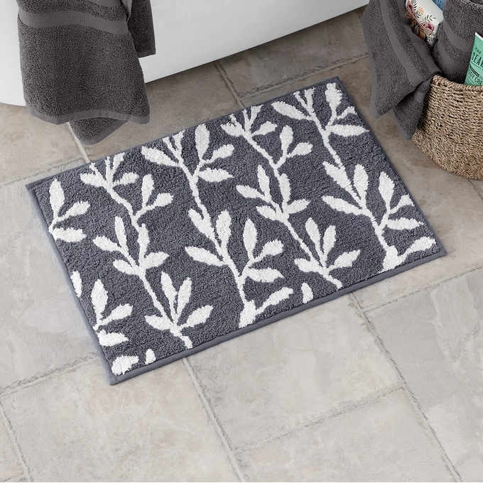 Serene Leaf Bath Mat, , large