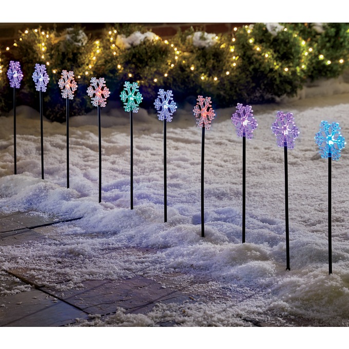 Set of 10 Snowflake Stakes, , large