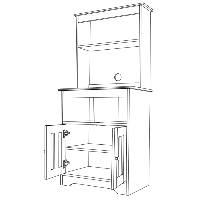 Katie Microwave Stand with Hutch, Black Oak, large