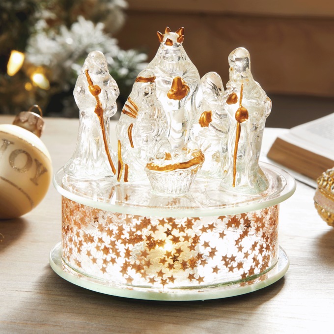 Lit Glass Nativity Set, , large