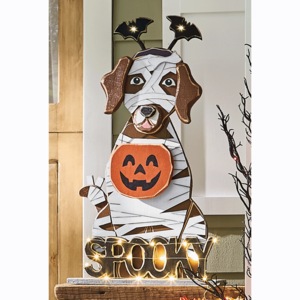 Chunky Wood Cutouts Lit Halloween Dogs, , large