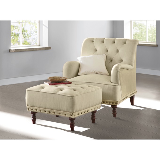 Tufted Accent Chair And Nailhead Ottoman Seventh Avenue