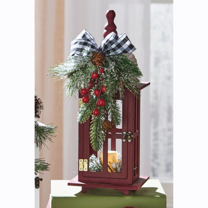 Lit Holiday Lantern with Candle, , large