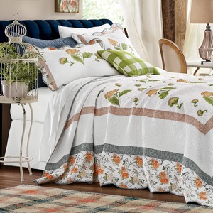 Shiloh Embroidered Quilted Bedspread, , large