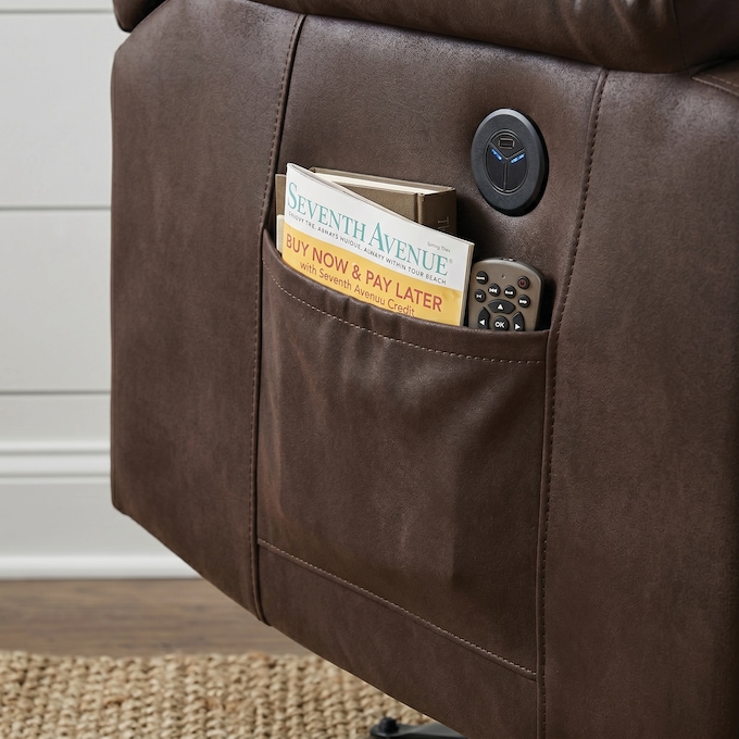 Raleigh Powered Lift Recliner with Heat & Massage, Brown, large