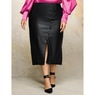 Button-Front Faux-Leather Skirt, , large