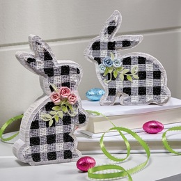 Set of 2 Gingham Bunnies, , large