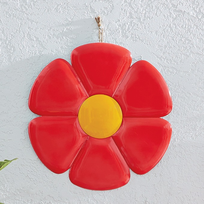Retro Flower Wall Art, Red, large