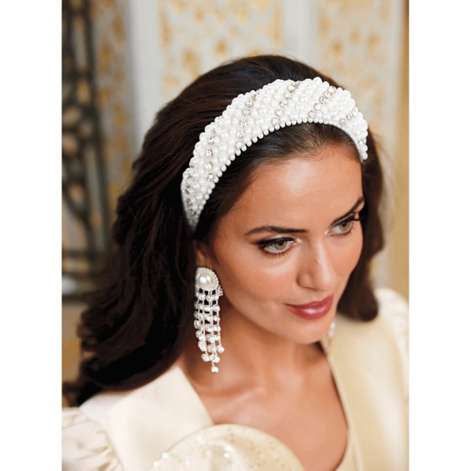Faux-Pearl and Rhinestone Headband, , large