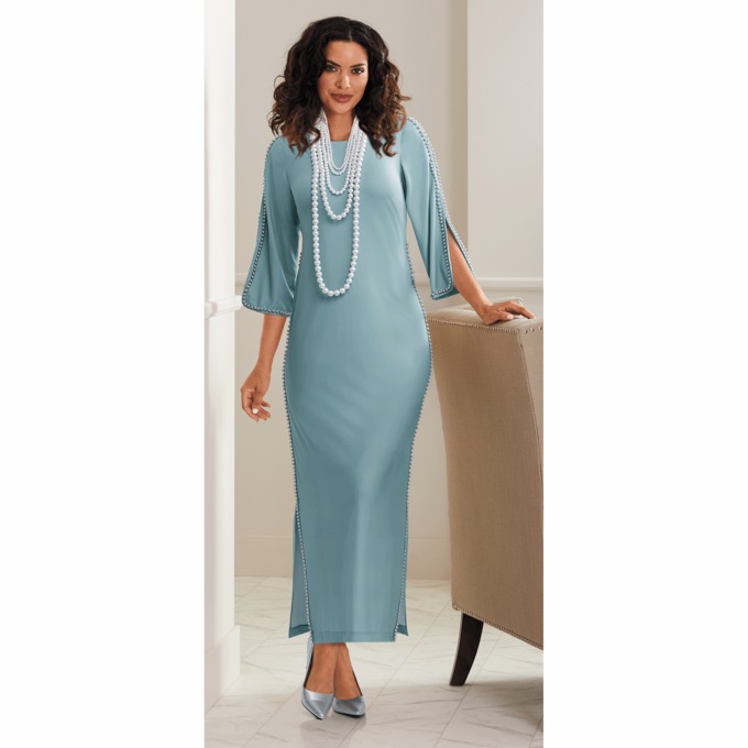 Pearl-Trim Maxi Dress, , large