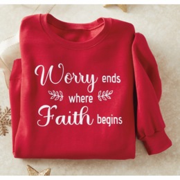 Worry Ends Faith Begins Sweatshirt, , large