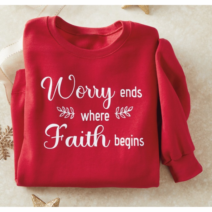 Worry Ends Faith Begins Sweatshirt, , large