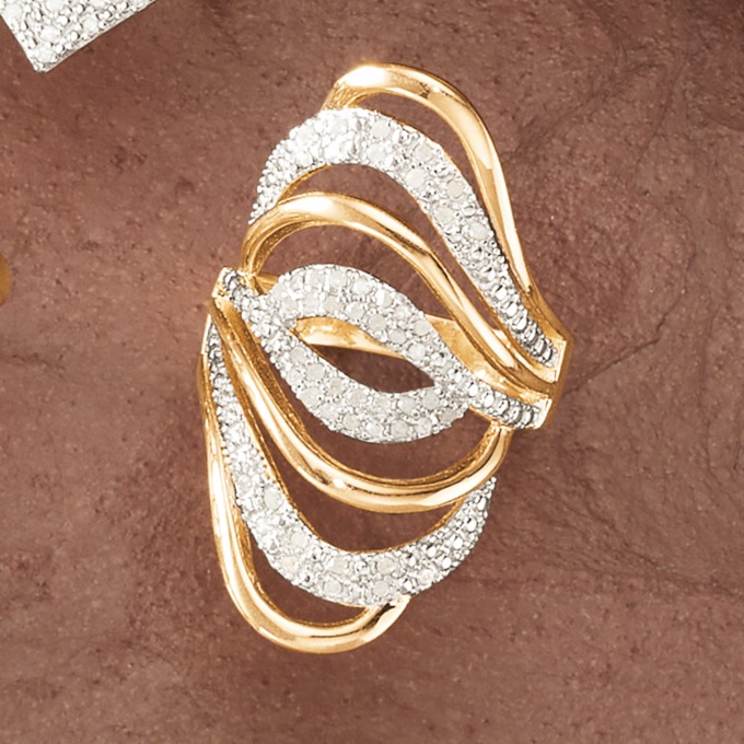 Diamond Ripples Oblong Ring, , large