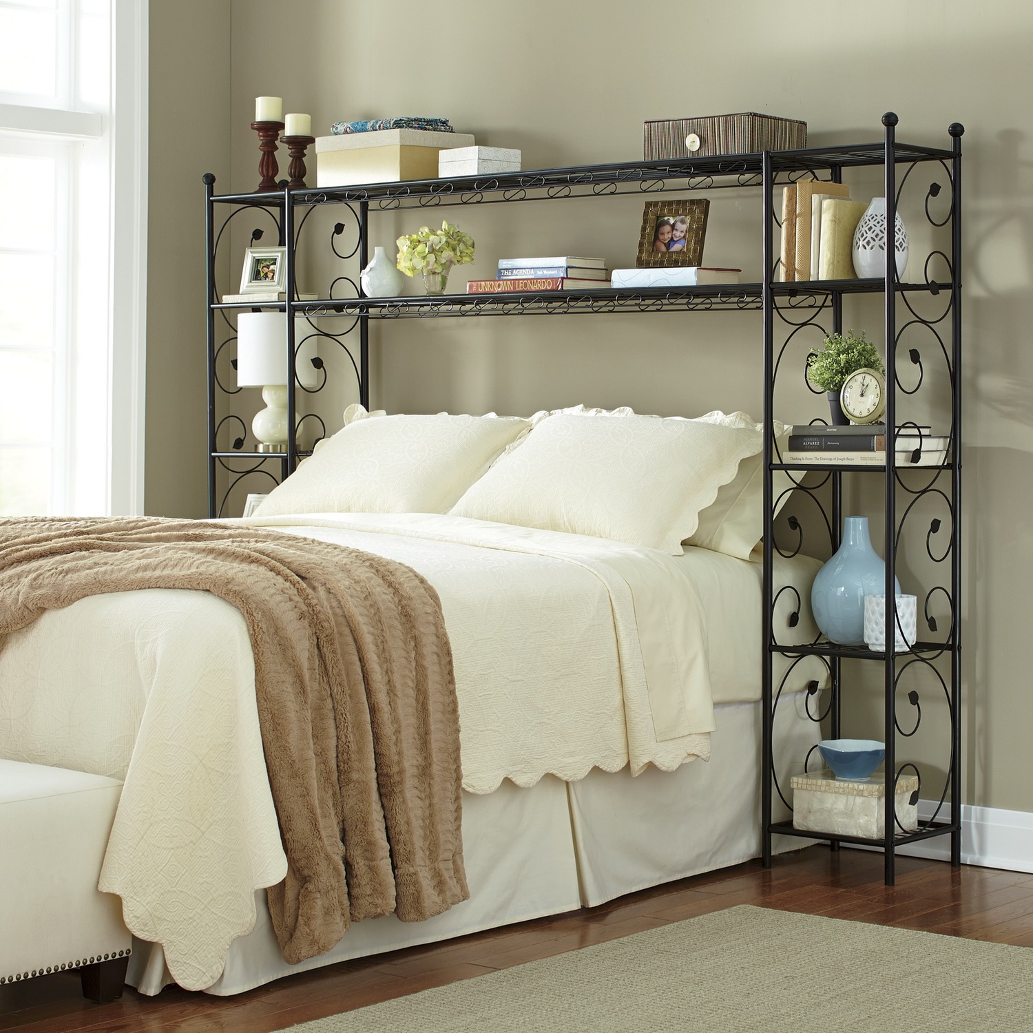 Leaf Scroll Headboard Shelving Seventh Avenue