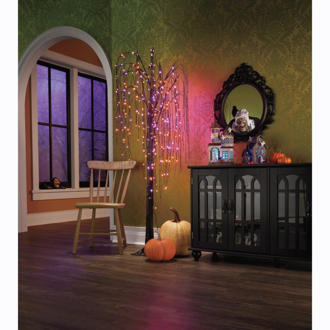 Lit Halloween Willow Tree, , large