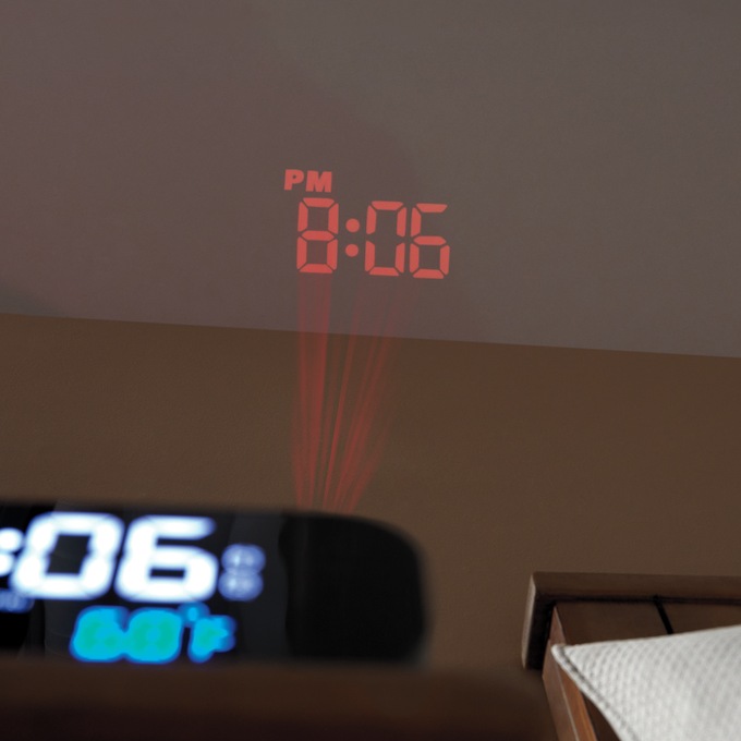 Digital Projection Clock Radio, Black, large