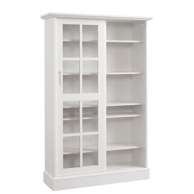 Merrick Sliding-Door Media Cabinet, White, large